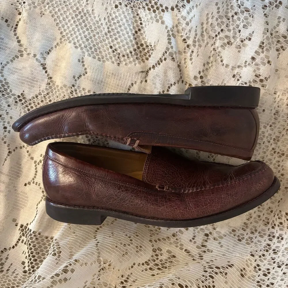 Johnston & Murphy Men's US 11 Brown Leather Sheepskin Lined Loafer Shoes
